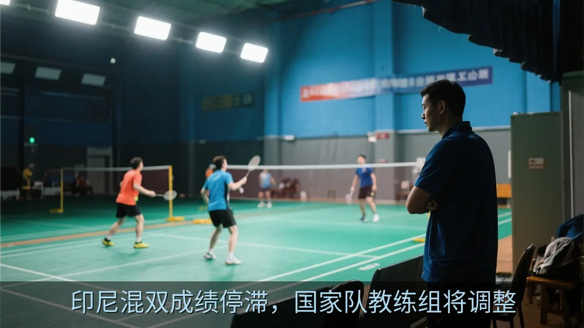 羽毛球教练在场边观察双打训练